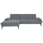 ECKSOFA Dieter Knoll in Chenille, Mikrofaser Blaugrau  157/299 cm  - Blaugrau/Schwarz, Design, Textil/Metall (157/299cm) - Dieter Knoll