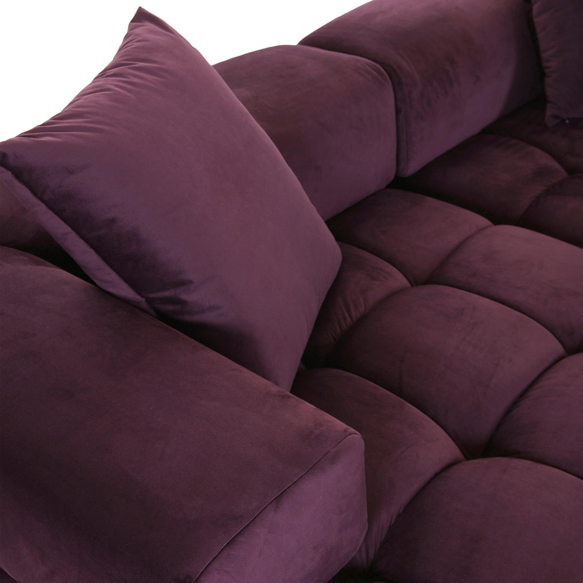 SOFAELEMENT Samt Brombeere  - Brombeere/Schwarz, KONVENTIONELL, Kunststoff/Textil (125/66/155cm) - Ambia Home