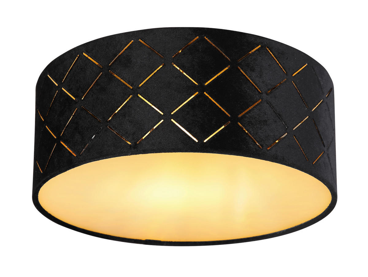 DECKENLEUCHTE 26/10 cm   - Opal/Schwarz, Basics, Kunststoff/Textil (26/10cm) - Globo