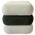 HOCKER Chenille, Vliesstoff Grün, Weiß  - Weiß/Grün, Basics, Textil (46/47/46cm) - Xora