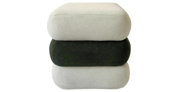 HOCKER Chenille, Vliesstoff Grün, Weiß  - Weiß/Grün, Basics, Textil (46/47/46cm) - Xora