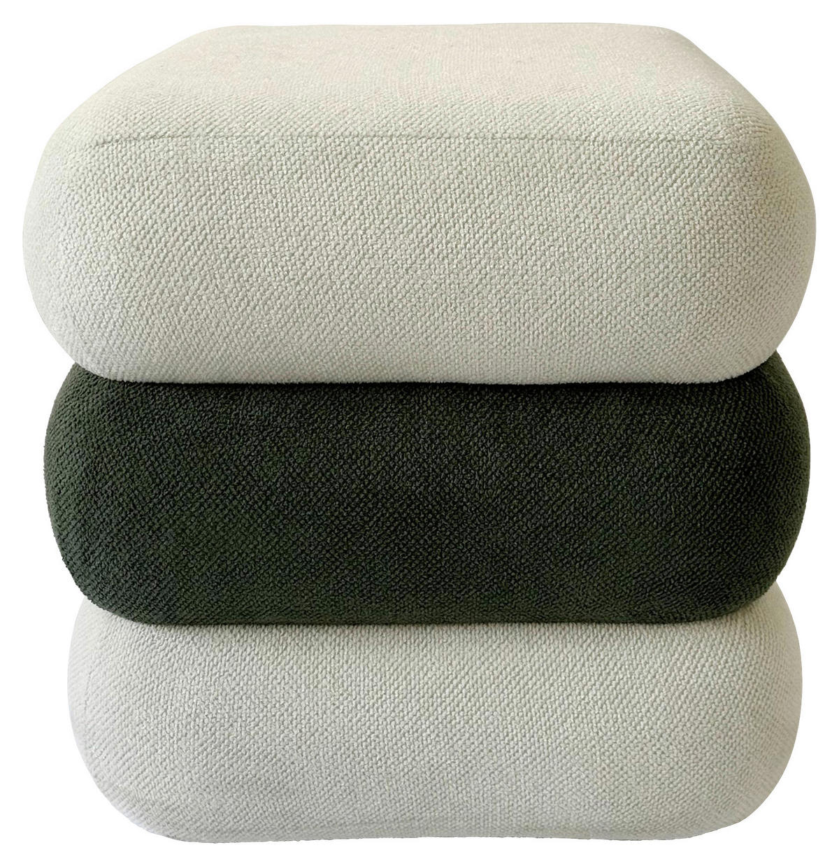 Taburet din textil, material pe bază de lemn, verde, alb - alb/verde, Basics, textil/material pe bază de lemn (46/47/46cm) - Xora