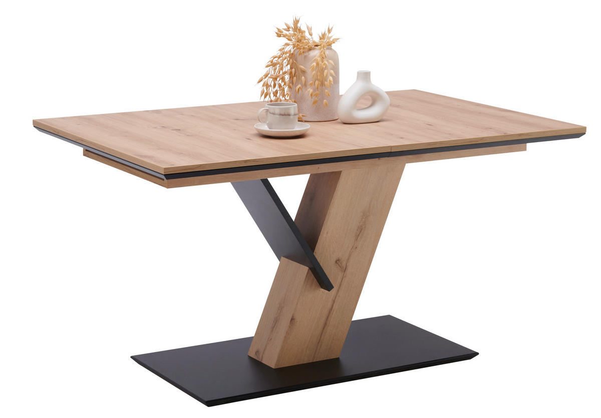 ESSTISCH in Holzwerkstoff 140-220/90/76 cm  - Schwarz/Eiche Artisan, KONVENTIONELL, Holzwerkstoff (140-220/90/76cm) - Valdera