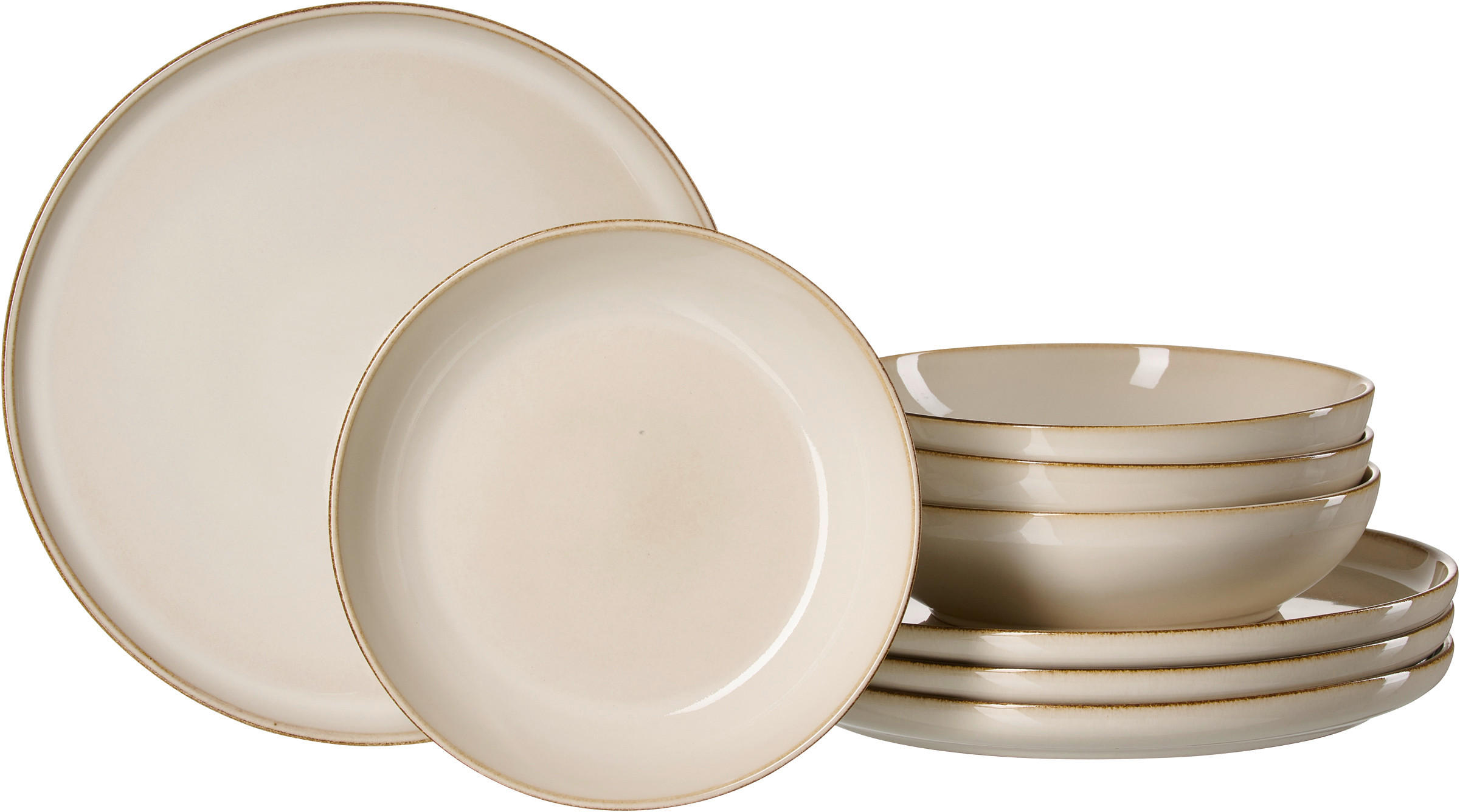 TAFELSERVICE Creme 8-teilig Olivia  - Creme, KONVENTIONELL, Keramik (28/22/29cm) - Ritzenhoff Breker