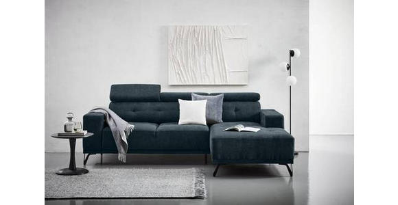 ECKSOFA Petrol Chenille  - Petrol/Schwarz, KONVENTIONELL, Textil/Metall (264/178cm) - Hom`in