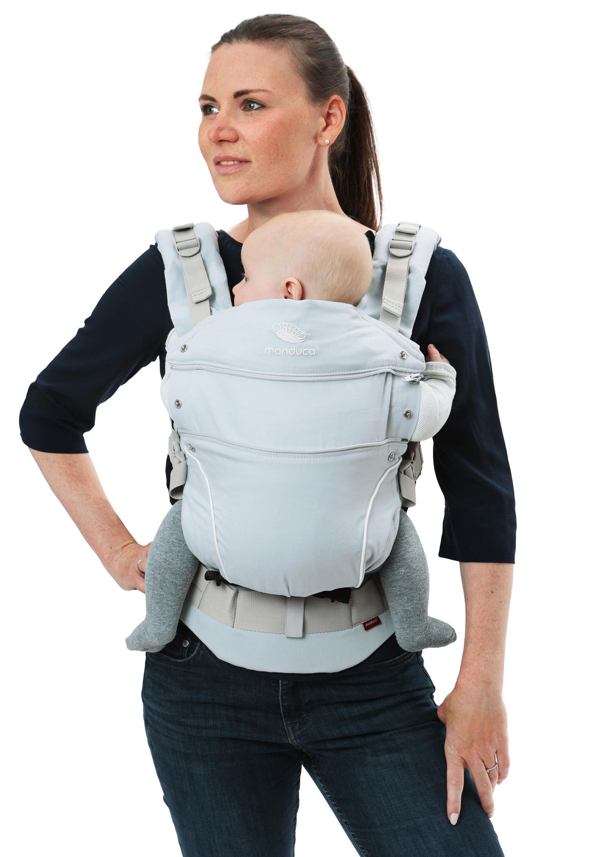 BABYTRAGE manduca First PureCotton  - Pastellblau, Basics, Textil (One-Sizenull) - Wickelkinder Manduca