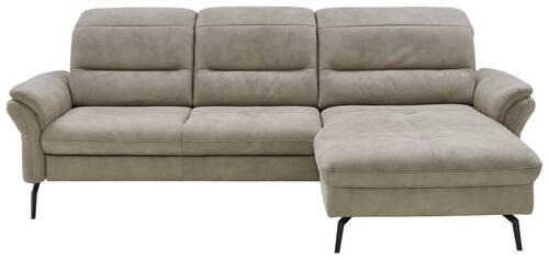 ECKSOFA in Flachgewebe Graubraun  - Graubraun/Schwarz, Konventionell, Textil/Metall (260/181cm) - Beldomo Speed