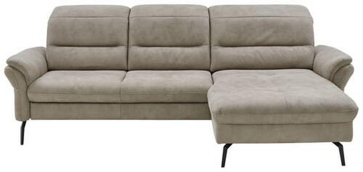 ECKSOFA in Flachgewebe Graubraun  - Graubraun/Schwarz, Konventionell, Textil/Metall (260/181cm) - Beldomo Speed
