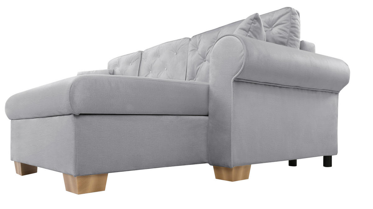 ECKSOFA in Hellgrau  - Buchefarben/Hellgrau, Design, Holz/Textil (266/161cm) - MID.YOU
