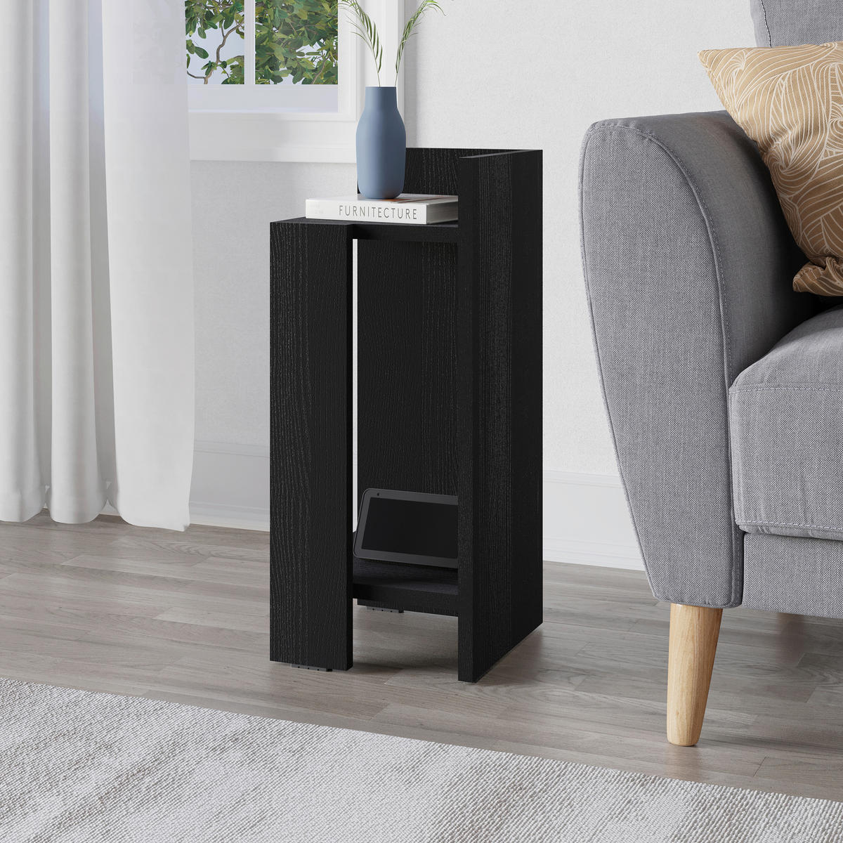 KINDERNACHTSCHRANK  - Schwarz, Design, Holzwerkstoff (27/25/60cm) - Livetastic