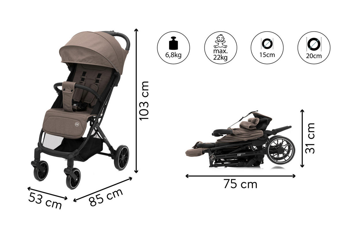 BUGGY  - Taupe/Schwarz, Basics, Textil/Metall (85/53/103cm) - Fillikid