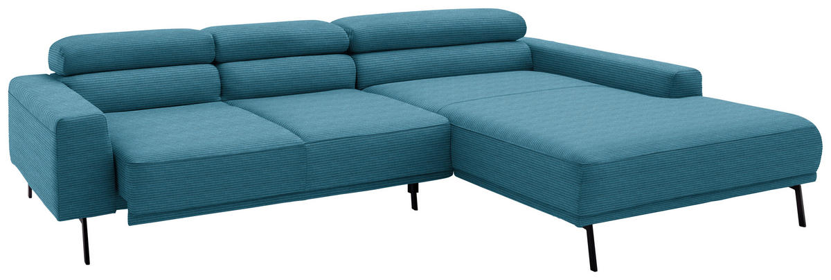 ECKSOFA  in Cord Petrol  293/215-217 cm  - Petrol/Schwarz, Design, Textil/Metall (293/215-217cm) - Schöner Wohnen