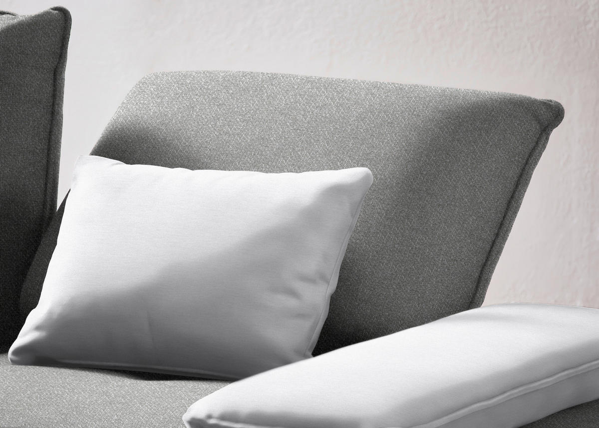 ECKSOFA in Flachgewebe Hellgrau  - Hellgrau/Schwarz, Design, Textil/Metall (310/250cm) - Moderano