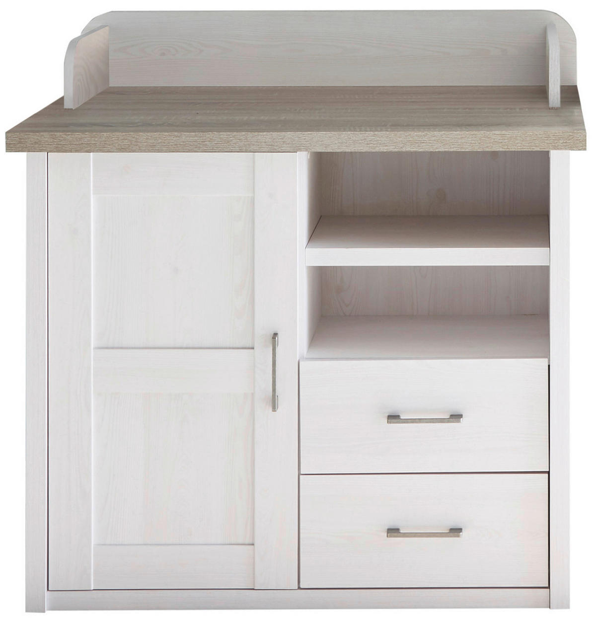 WICKELKOMMODE Luca / Corner Weiß, Eichefarben  - Eichefarben/Anthrazit, Basics, Holzwerkstoff/Metall (106/102/75cm)