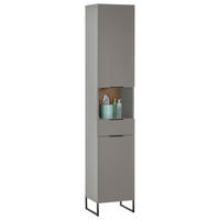 HOCHSCHRANK 38/195/32 cm  - Eichefarben/Schwarz, KONVENTIONELL, Holzwerkstoff/Metall (38/195/32cm) - home24