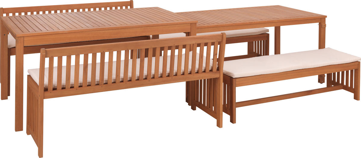 GARTENSET 10-teilig  - Naturfarben/Weiß, LIFESTYLE, Holz/Textil - Ambia Garden
