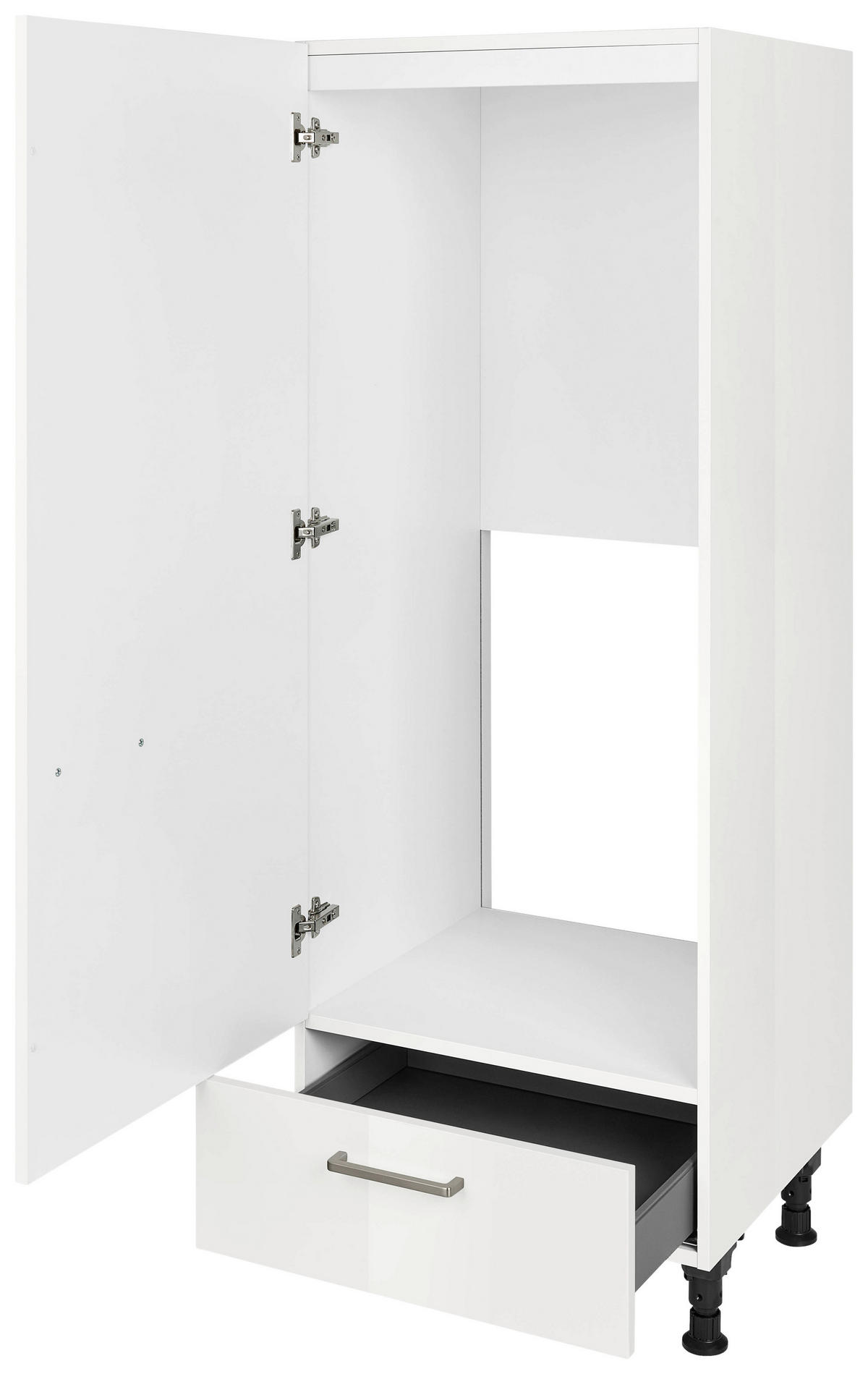 GERÄTEUMBAUSCHRANK 60/168/58 cm  in Weiß Hochglanz  - Edelstahlfarben/Weiß Hochglanz, MODERN, Holzwerkstoff/Metall (60/168/58cm) - Nobilia