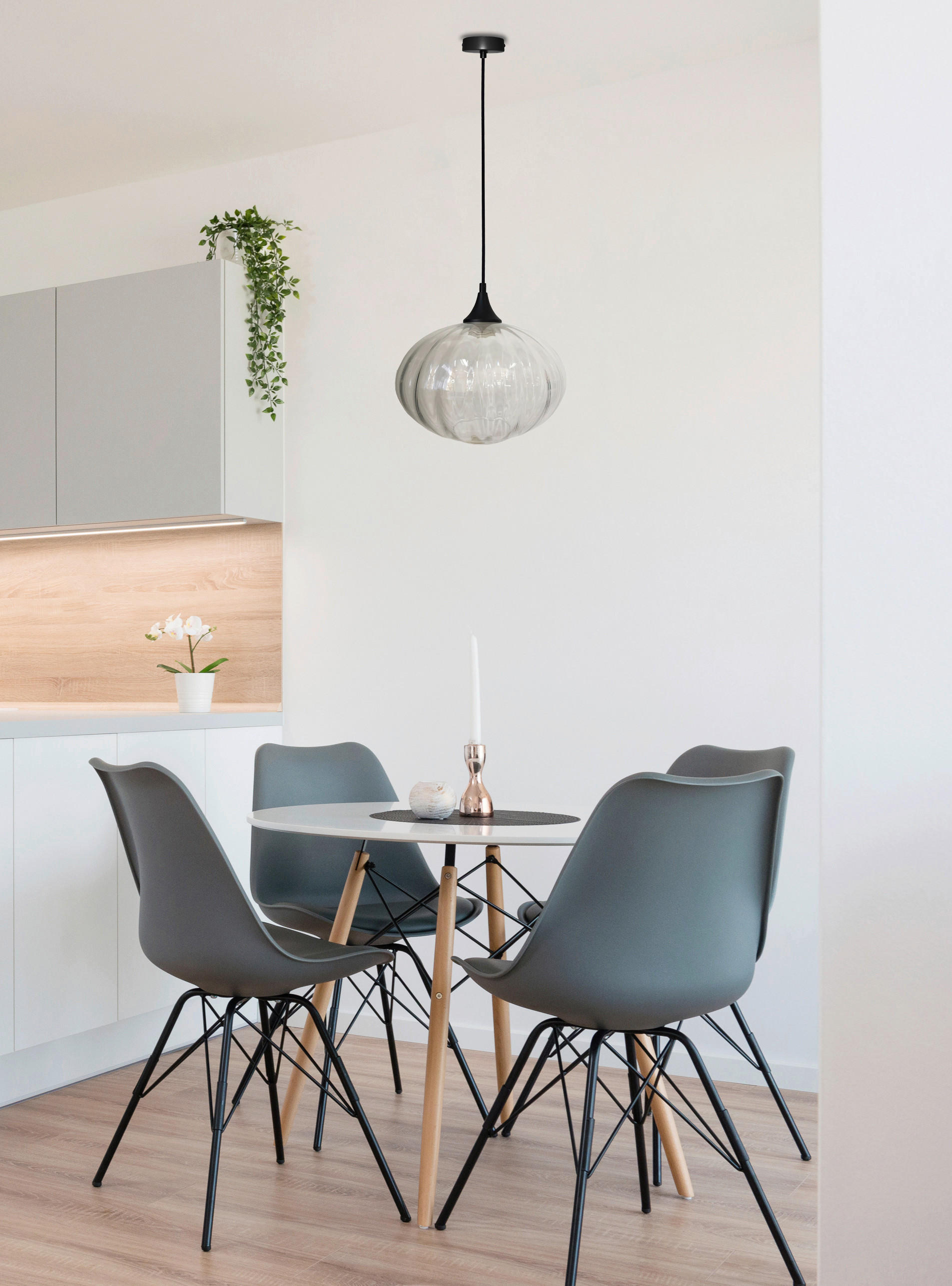 PENDELLAMPA Exeter 26.5/26.5/90 cm  - svart, Klassisk, metall/glas (26.5/26.5/90cm)