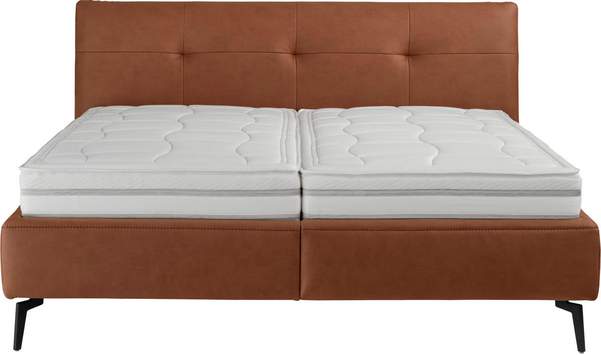 POLSTERBETT 180/200 cm  in Braun, Cognac  - Weiss/Cognac, Modern, Holz/Holzwerkstoff (180/200cm) - Beldomo - Sleep