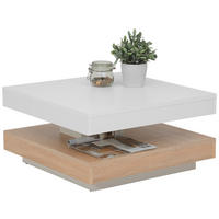 COUCHTISCH 67/67/35 cm quadratisch Weiß, Sonoma Eiche  - Weiß/Sonoma Eiche, Basics, Holzwerkstoff (67/67/35cm) - Boxxx