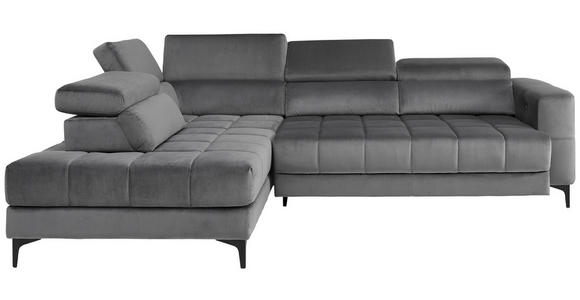 ECKSOFA inkl.Funktionen Dunkelgrau Samt  - Dunkelgrau/Schwarz, Design, Kunststoff/Textil (202/281cm) - Xora