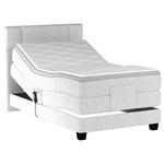 BOXSPRINGBETT 90/200 cm,  in Seidengrau, Matratze, Topper, motorische Verstellbarkeit, Fernbedienung, H2 = mittel  - Seidengrau/Schwarz, KONVENTIONELL, Holz/Kunststoff (90/200cm) - Esposa