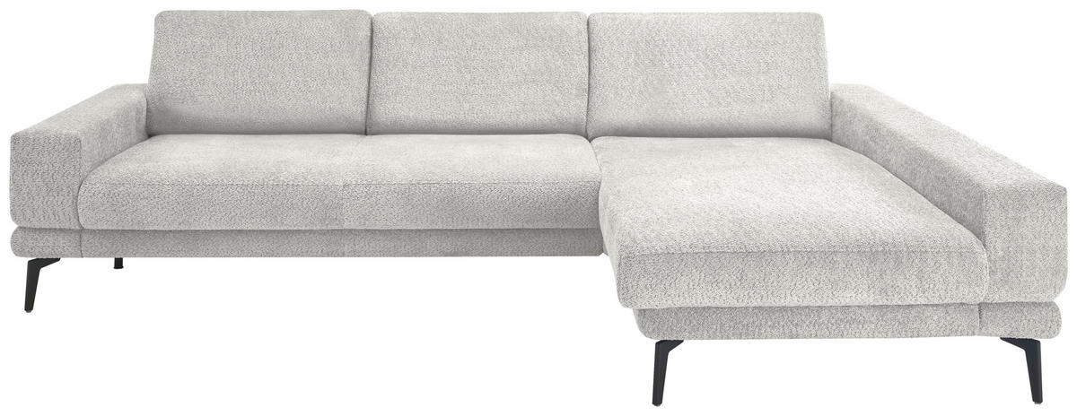ECKSOFA Hellgrau Chenille  - Hellgrau/Schwarz, KONVENTIONELL, Textil/Metall (294/184cm) - SetOne by Musterring