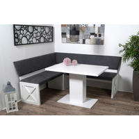 ECKBANK 150/185 cm  in Grau, Weiß  - Weiß/Grau, KONVENTIONELL, Holzwerkstoff/Textil (150/185cm) - MID.YOU