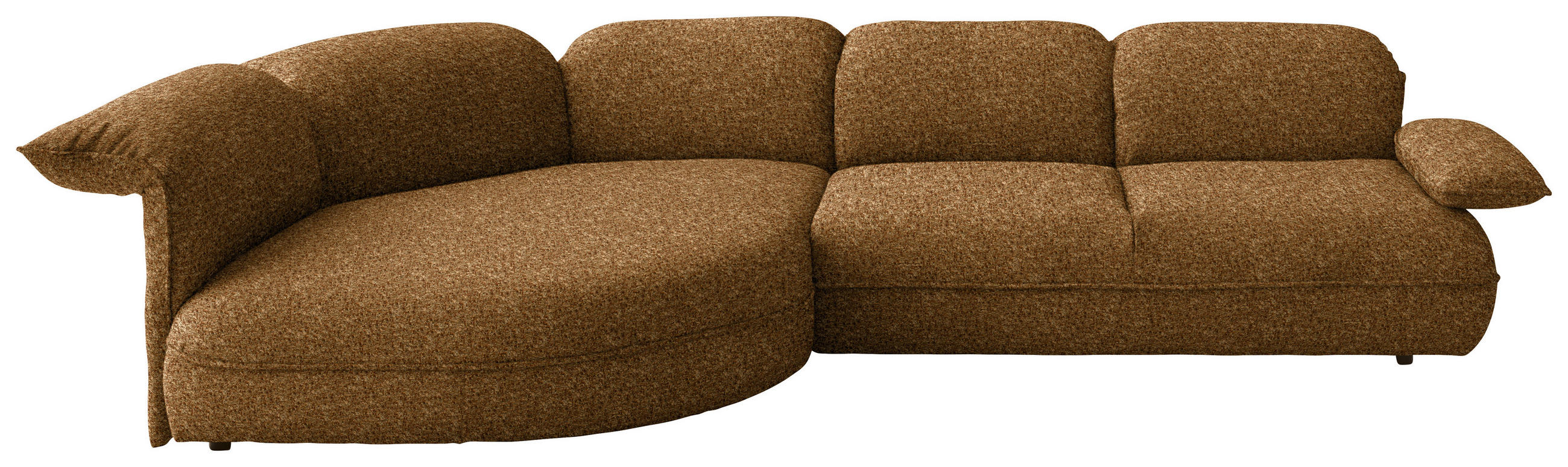 ECKSOFA  in Chenille Cognac Rücken echt, Armteilverstellung, Kopfteilverstellung  154/343 cm  - Cognac/Schwarz, Design, Kunststoff/Textil (154/343cm) - Koinor