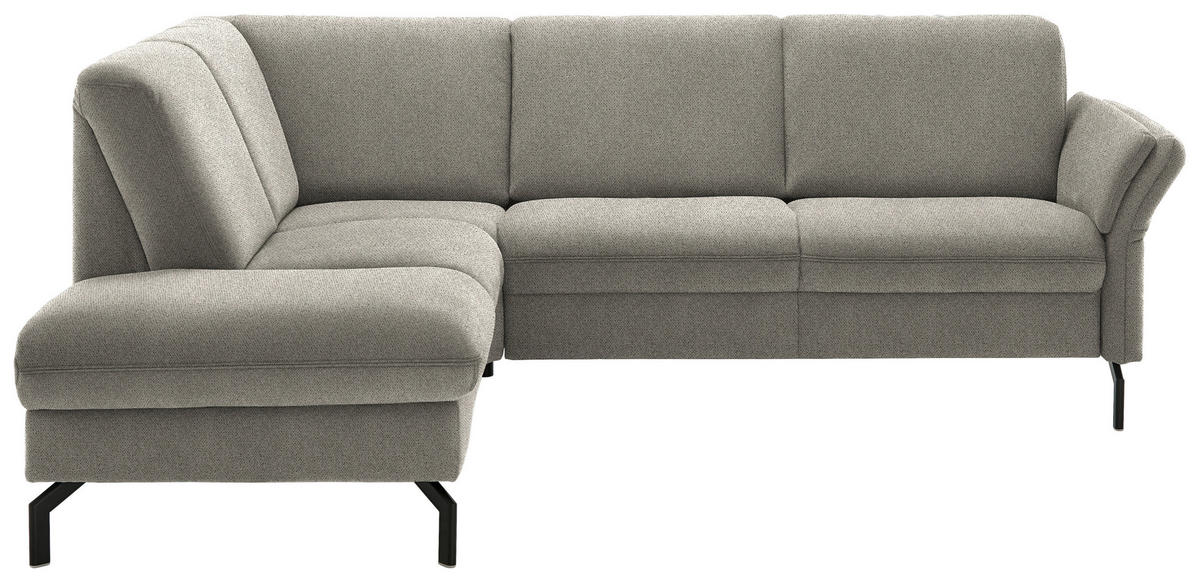 ECKSOFA in Flachgewebe Schilfgrün  - Schilfgrün/Schwarz, Konventionell, Textil/Metall (190/241cm) - Beldomo Comfort