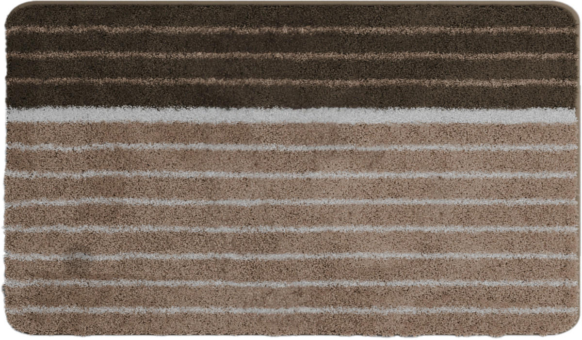 Thumbnail - Grund Badematte Grund, Taupe, Textil, Streifen, rechteckig, 70x120 cm, Oeko-Tex® Standard 100, Badtextilien, Badematten