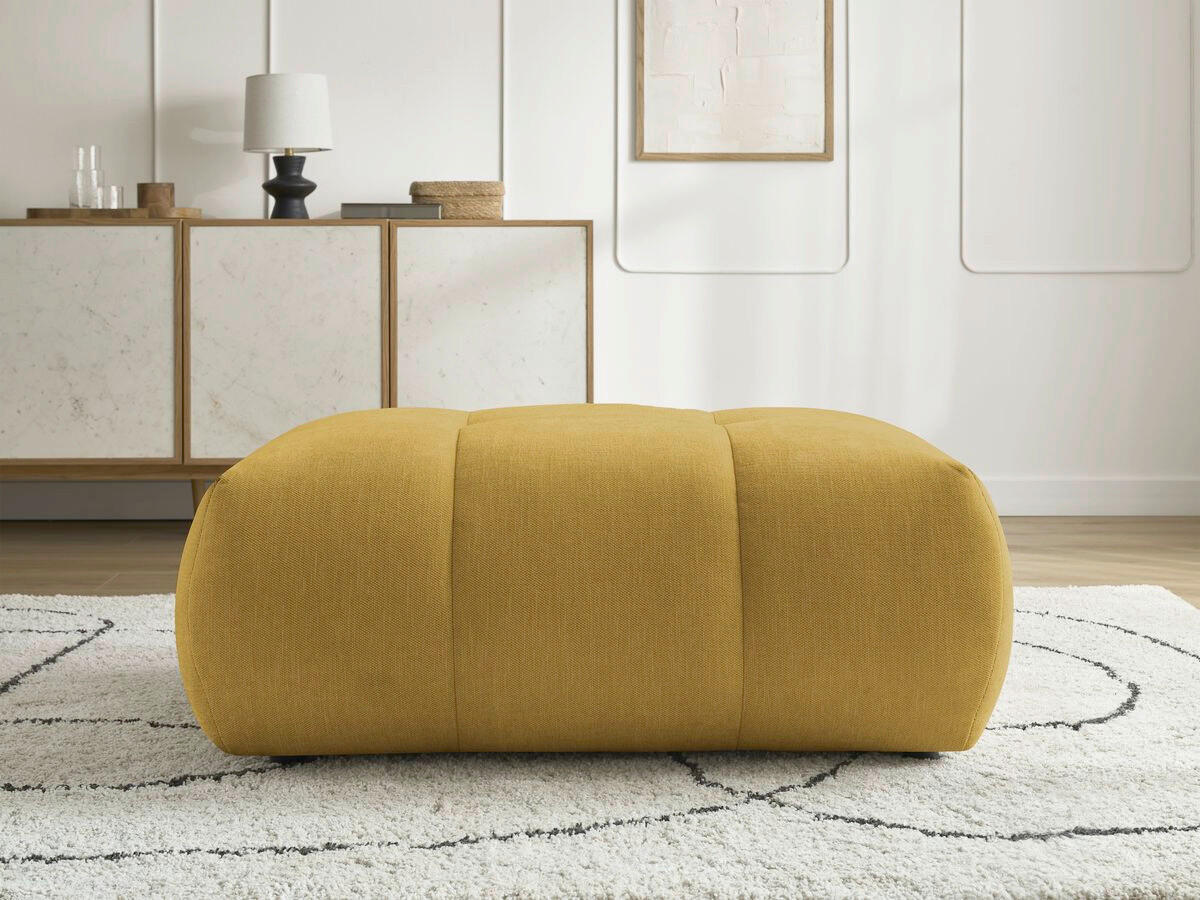 HOCKER FUJI  Leinenoptik Gelb  - Gelb/Schwarz, MODERN, Kunststoff/Textil (112/44/80cm)