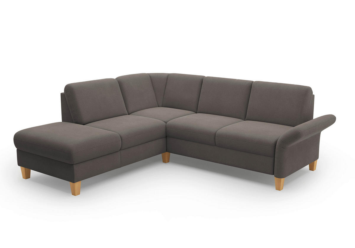 ECKSOFA ROCHELLE E Graphitfarben Flachgewebe  - Eichefarben/Graphitfarben, KONVENTIONELL, Holz/Textil (216/240cm) - Sit & More