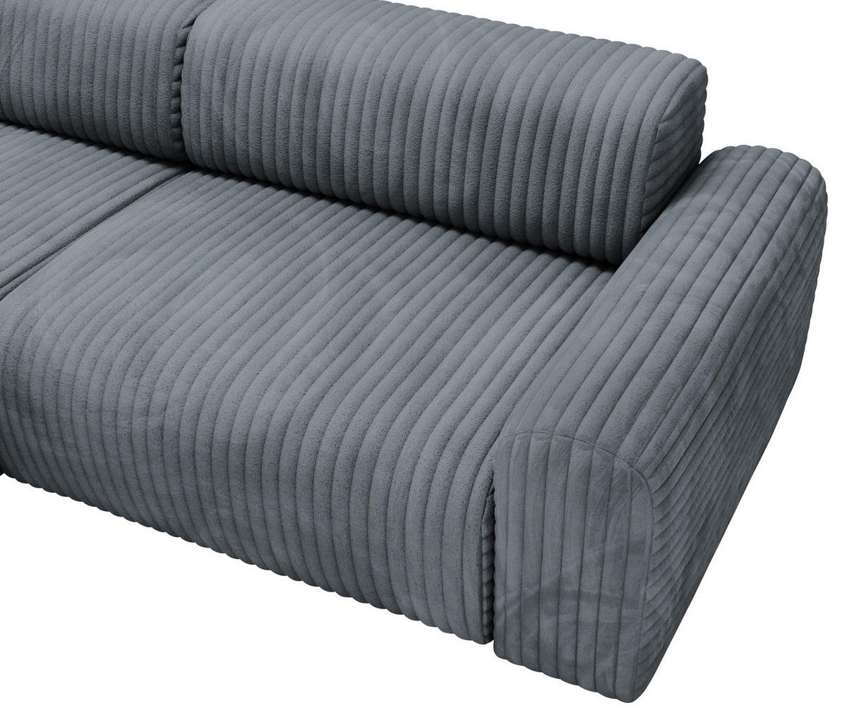 ECKSOFA in Cord Blaugrau  - Blaugrau/Schwarz, Design, Kunststoff/Textil (178/292cm) - Livetastic