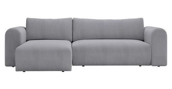 ECKSOFA in Cord Grau  - Schwarz/Grau, MODERN, Kunststoff/Textil (150/245cm) - Carryhome