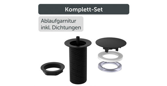 ABLAUFVENTIL 7,0/6,5/7,0 cm  - Schwarz, Basics, Metall (7,0/6,5/7,0cm) - Xora