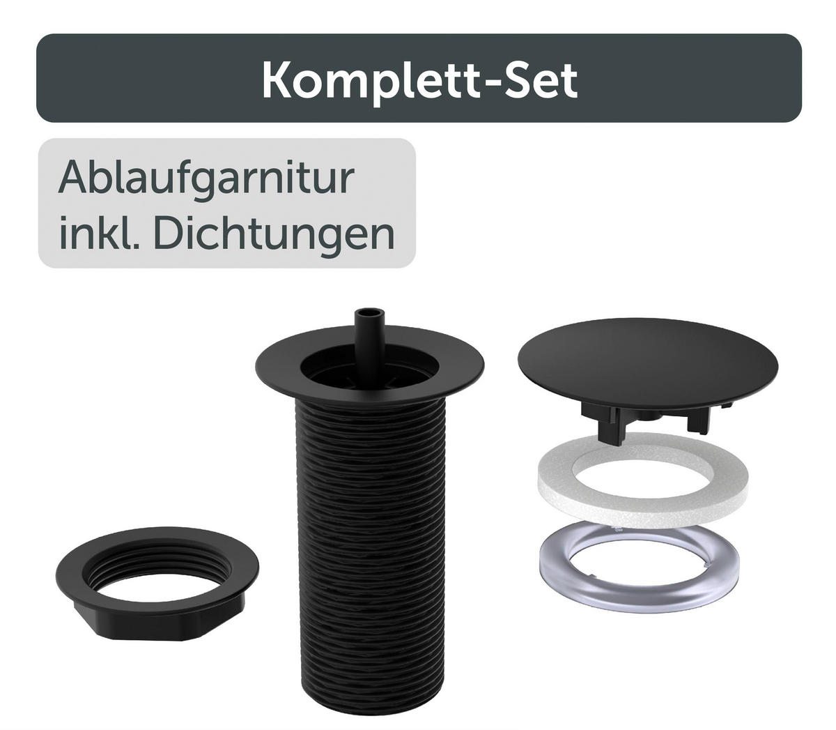 ABLAUFVENTIL 98807500  - Schwarz, Basics, Metall (7,0/6,5/7,0cm) - Schütte