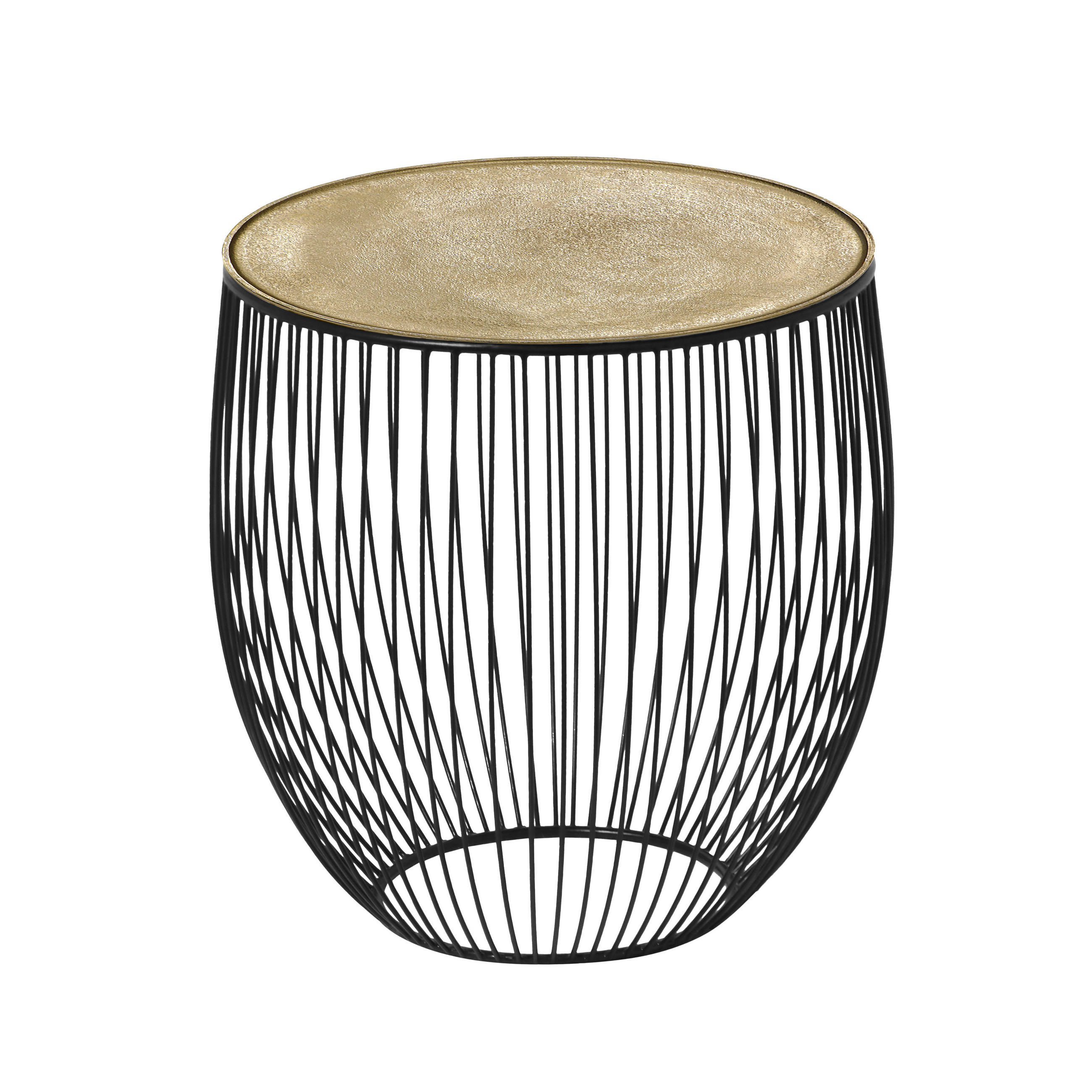 Masă Auxiliară din metal, 43/43/42 cm - auriu/negru, Modern, metal (43/43/42cm) - Novel