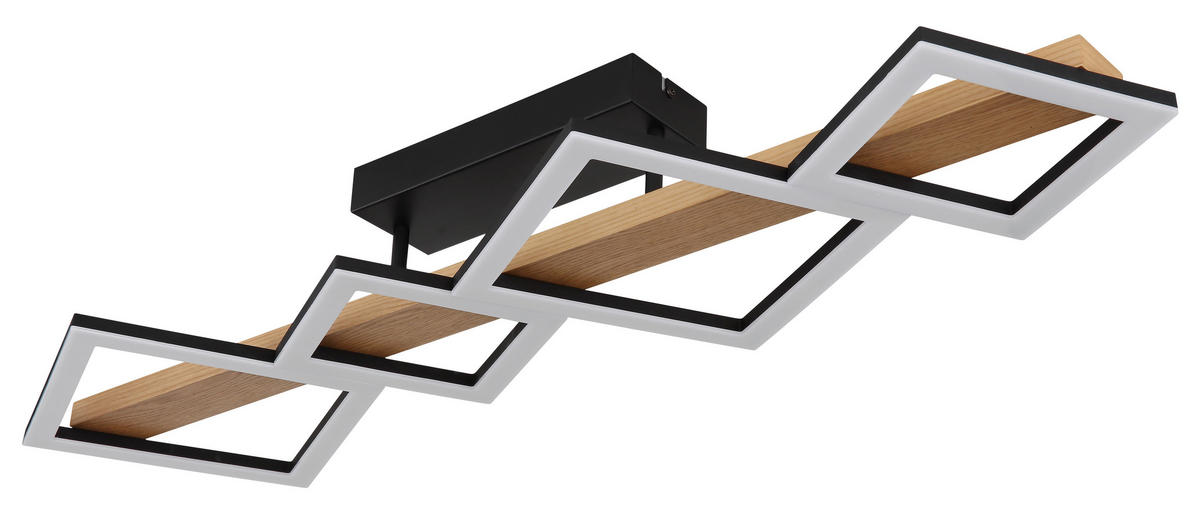 LED-DECKENLEUCHTE 35 W    92/30/13 cm  - Dunkelbraun/Opal, Natur, Holzwerkstoff/Kunststoff (92/30/13cm) - Globo