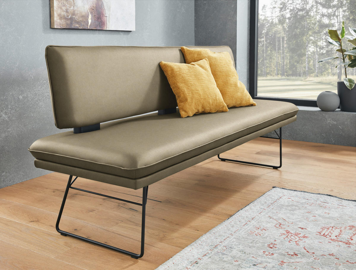 SITZBANK in Metall, Textil Grün, Schwarz  - Schwarz/Grün, Design, Textil/Metall (195/91/65cm) - Dieter Knoll