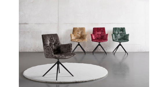 ARMLEHNSTUHL  Stoffauswahl, Sitzfläche 360° drehbar, automatische Rückholfunktion Samt  - Anthrazit/Schwarz, Design, Textil/Metall (59/89,5/63cm) - Novel