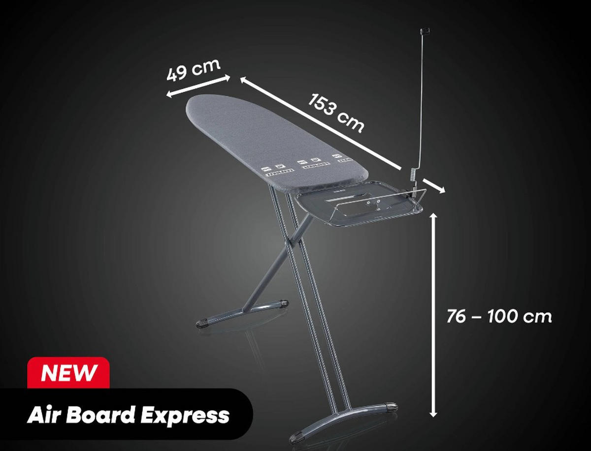 BÜGELBRETT   - Schwarz, KONVENTIONELL, Metall (153/49/76-100cm) - Leifheit