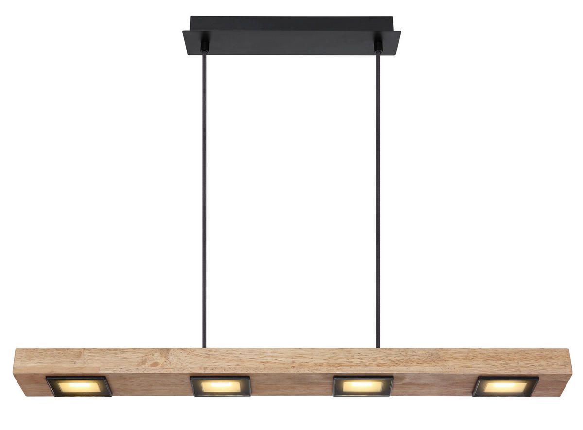 LED-HÄNGELEUCHTE JOYA 80/8/120 cm   - Dunkelbraun/Schwarz, Natur, Glas/Holz (80/8/120cm) - Globo