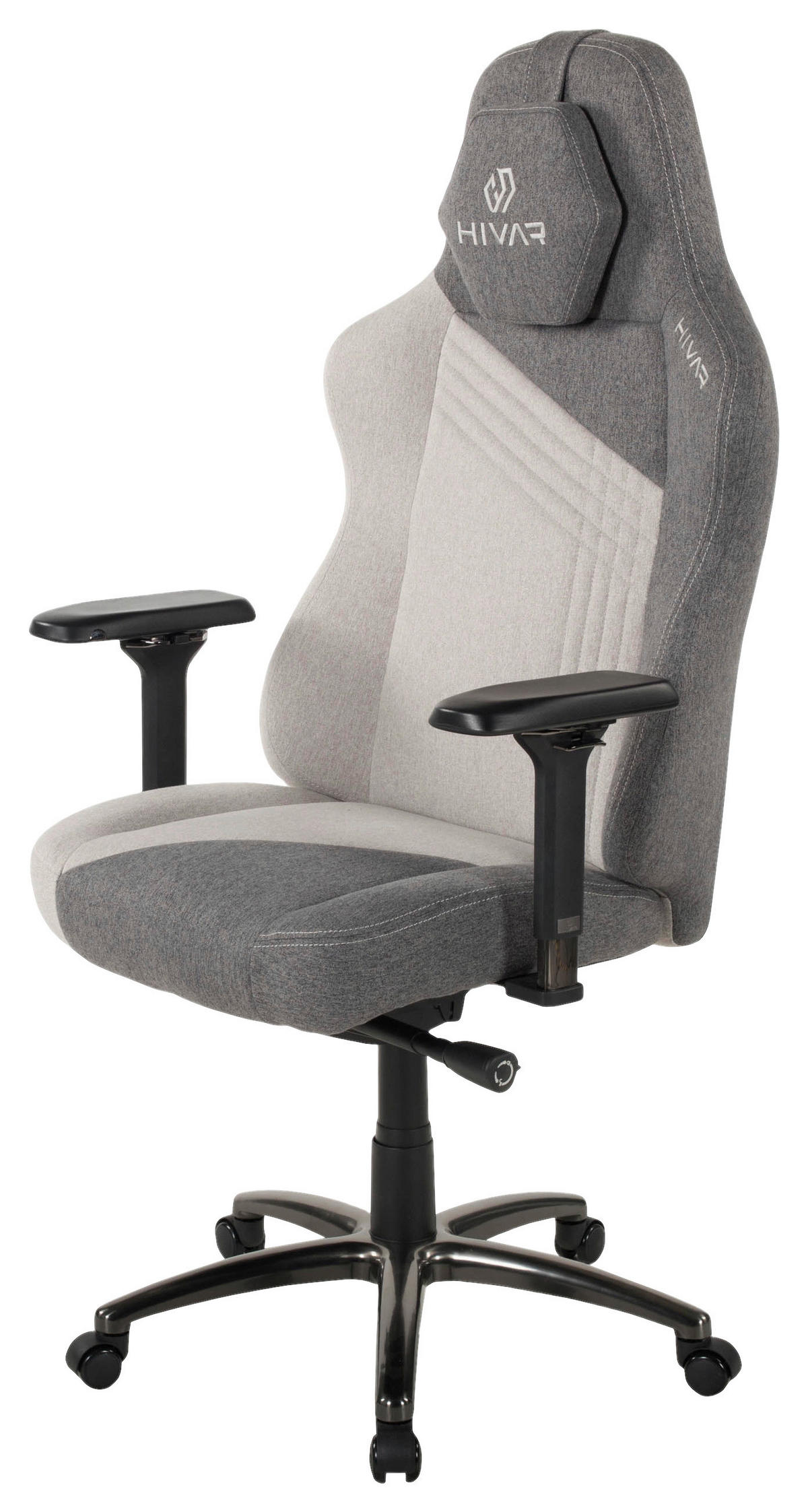 GAMINGSTUHL Hellgrau, Dunkelgrau, Schwarz Hochglanz Metall, Textil   - Schwarz Hochglanz/Dunkelgrau, LIFESTYLE, Textil/Metall (81/147/72cm) - HIVAR
