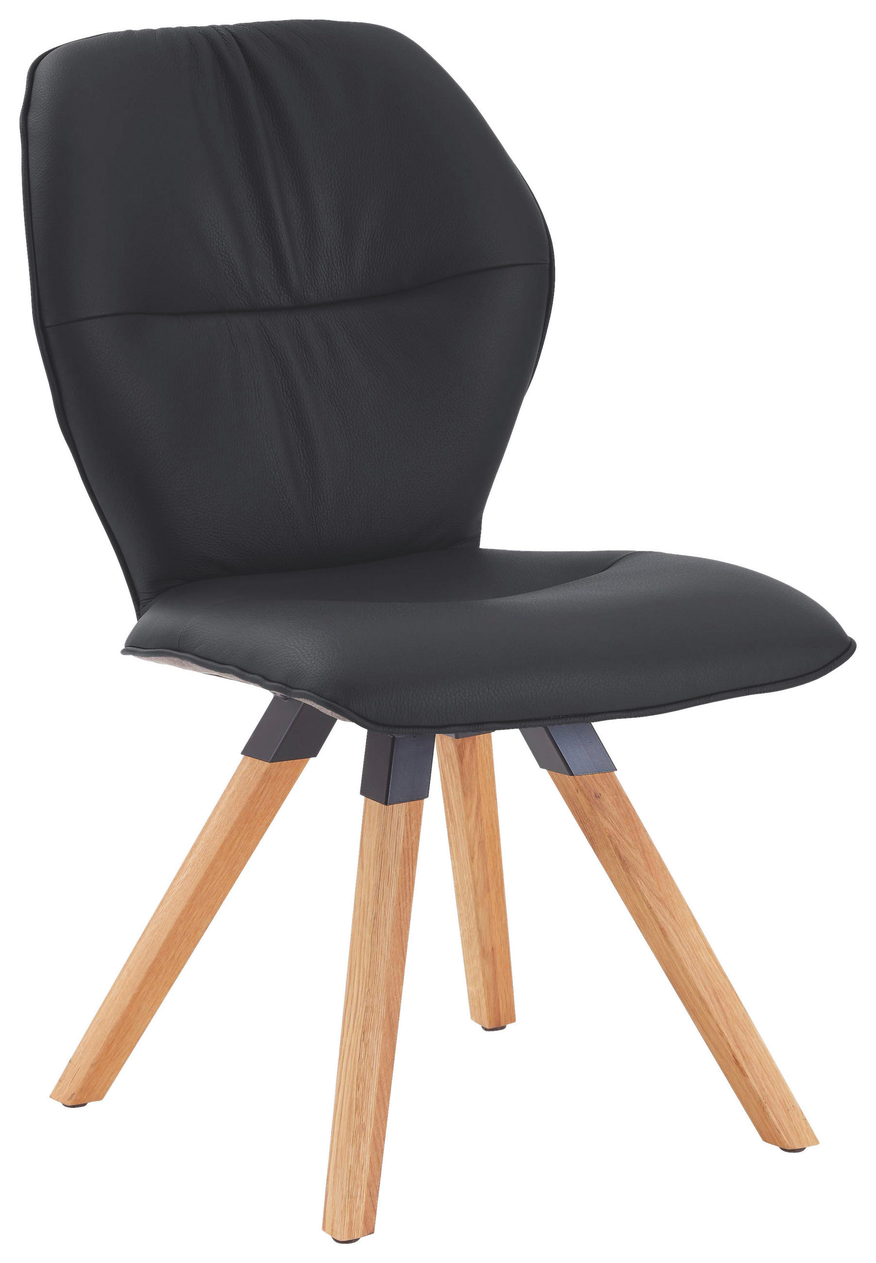 STUHL in Holz, Textil, Leder Graphitfarben, Schwarz  - Wildeiche/Graphitfarben, Design, Leder/Holz (62/91/59cm) - Valdera