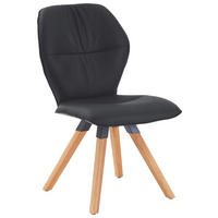 STUHL  in Echtleder pigmentiert  - Wildeiche/Graphitfarben, Design, Leder/Holz (62/91/59cm) - Valdera