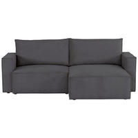 ECKSOFA in Feincord Dunkelgrau  - Dunkelgrau/Schwarz, Konventionell, Kunststoff/Textil (242/151cm) - Carryhome