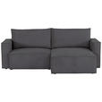 ECKSOFA  in Feincord Dunkelgrau  - Dunkelgrau/Schwarz, KONVENTIONELL, Kunststoff/Textil (242/151cm) - Carryhome