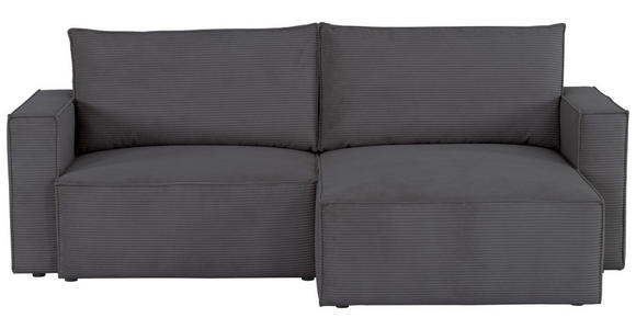 ECKSOFA  in Feincord Dunkelgrau  - Dunkelgrau/Schwarz, KONVENTIONELL, Kunststoff/Textil (242/151cm) - Carryhome