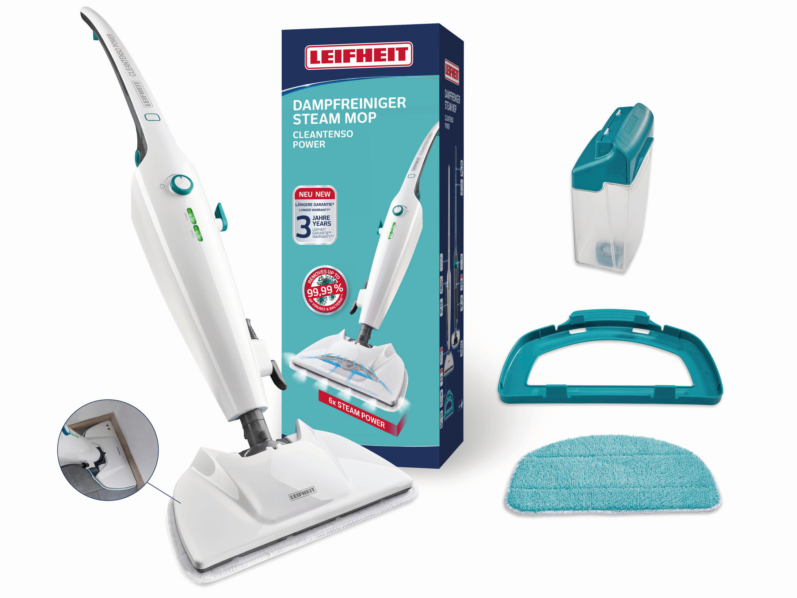 APARAT DE CURĂțAT CU ABURI - alb, Basics, plastic (120/31/18cm) - Leifheit